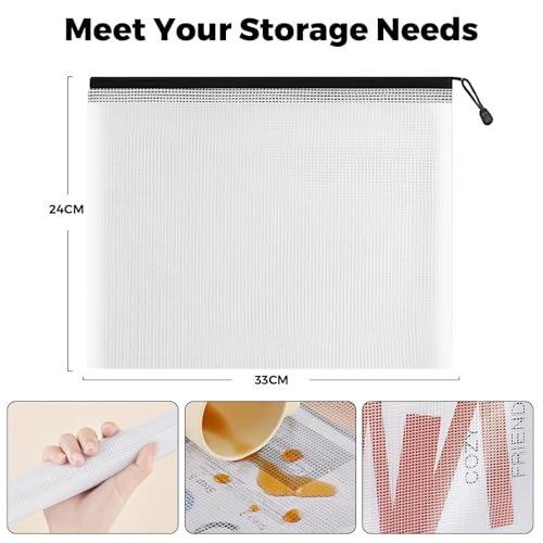 Pochette Document Zippée A4,Pochette Zippée PVC Transparentes Document Dossier,Pochettes Fermeture,Mesh Zipper Pouch pour Voyage,pour Bureau,Voyage, Fournitures(12PCS,Noir) – vue 2