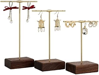 Handmade Wood Brass Bar Jewelry Organizer Retail Earring Display Necklace Stand Bracelet Tray Ring Holder Photography Props for Closet Solo Show