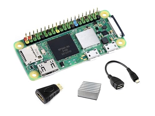 Pi Zero 2 W Kit with Color-Coded Pre Soldered Header+ Mini HDMI to HDMI Adapter + Micro USB OTG Cable + Heatsink (with Quad-Core CPU Wireless/Bluetooth 4.2 BLE Onboard Antenna etc.)