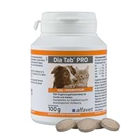 Alfavet Dia Tab PRO, Diät-Ergänzungsfuttermittel für Hunde und Katzen, Kautablette, Präbiotikum Probiotikum, 100 g Dose ca. 50 Tabletten