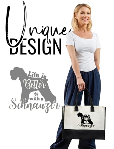 Bolsa tote de lona InnoBeta Schnauzer con cremallera y correa miniatura 4