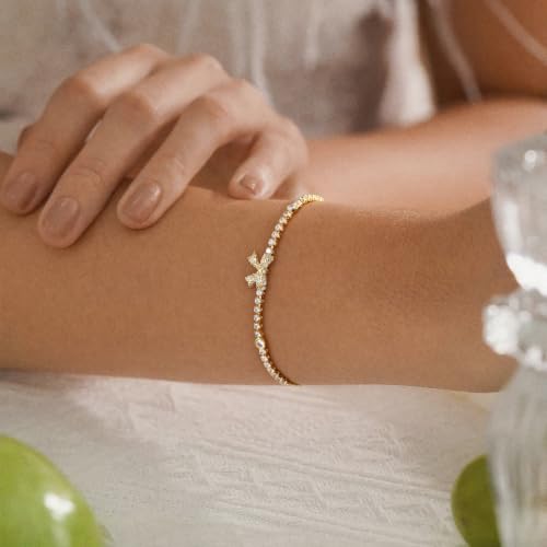 Blpinro Tennis Bracelets for Women，Gold Bow Bracelets — view 4