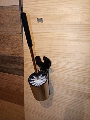 Image of KAISERAUM Toilet Brush and Holder Set for Bathroom Toilet Bowl Cleaning, Semi-Automatic Brush Release, GV-404, ABS, Chrome,14.5x5.1 inch