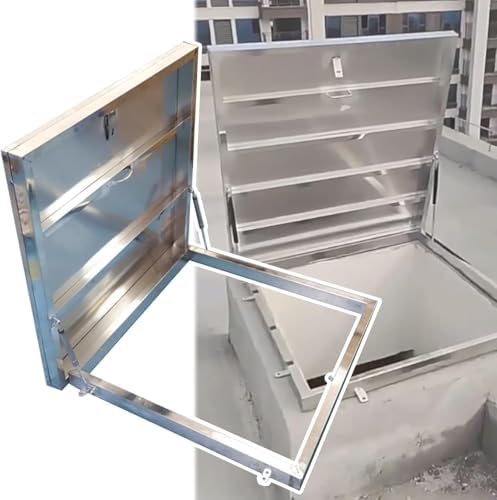 Stainless Steel Rainproof Flat Roof Access Hatch Door, 23-39 Inch Attic Cover/Escape Manhole with Rubber Seal, Load-Bearing 100kg/220lbs (23.6x27.6in)