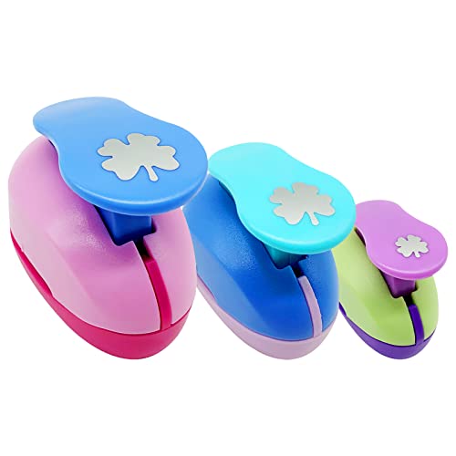 Eylkeup Troqueladora, 3 piezas de punzones de papel de círculo creativo Puncher Motivo 9 mm 16 mm 25 mm para papel de bloc de notas (trébol de cuatro hojas) Color Aleatorio… Cover