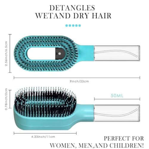 Image of 2-in-1 Spray Comb for Hair, Water Spray Detangling Brush with Built-In Mist Bottle, Anti-Frizz Wet Hair Brush for Men, Women & Kids Ideal for Long, Thick & Curly Hair (MINT BLUE)