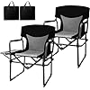 Romswi Director Chairs for Outdoor, Folding Camping Chair, Compact Directors Chair Side Table and Side Bag, Heavy Duty Oversize Seat for Beach Fishing Picnic Chairs, Holds up to 300 lbs Black 2 Pcs