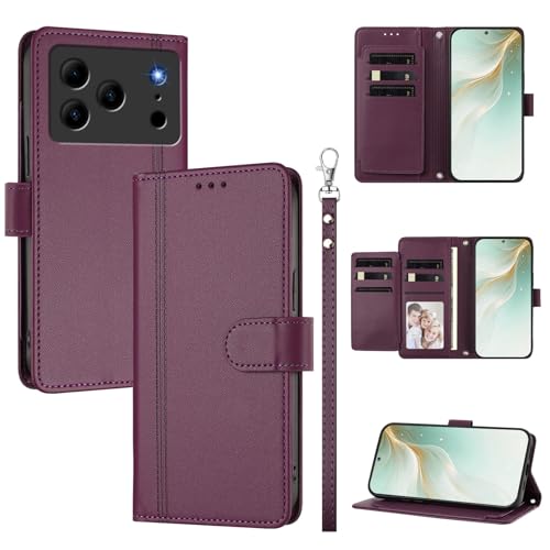 �X�}�z�P�[�X �Ή��@�� for Doogee Note 56 (Pro) / Note 56 Plus �X�}�z�P�[�X�y�E�H���b�g�f�U�C�� �f���A���J�[�h�X���b�g �L���b�V�� �t���b�v���X�^���h �����h�~�zViolet