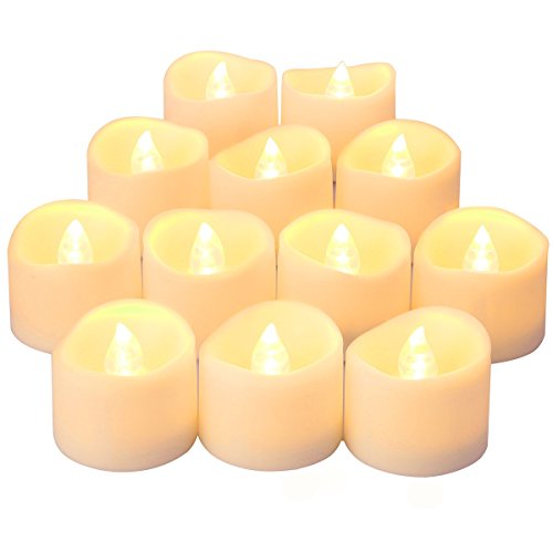ORIA 12-Pack LED Tea Candles, Battery-Powered Electric Realistic Flickering Fake Tealights, Suitable for Candlesticks, Christmas Decorations, Home Decor, Weddings and Table Settings