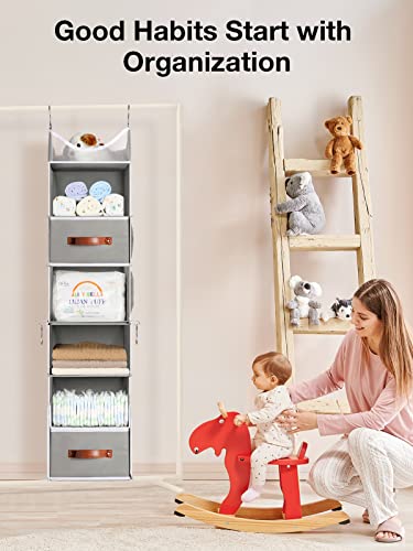 Yecaye 7-Shelf Hanging Closet Organizer, Flexible 1 Split Into 2 Closet Organizers And Storage, Hanging Storage Organizer Shelves With 3 Drawers 4 Side Pockets For Bedroom Nursery Closet Clothes Rack #TOP7