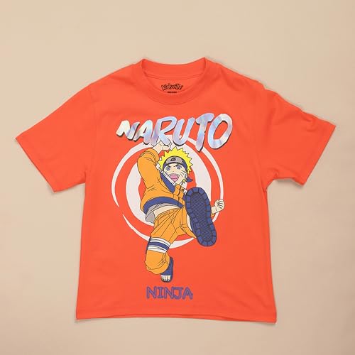 Image of Kidsville Official Naruto Anime Character Half Sleeves Round Neck Graphic Printed Regular Fit Pure Breathable Cotton Fabric Tshirt for Boys