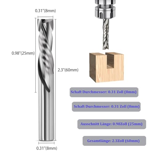 Broca VHM de compresión de 8 mm para evitar astillado en cortes de madera 2