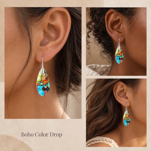Natural Stone Fishhook Dangle Drop Earrings for Women, - image 4