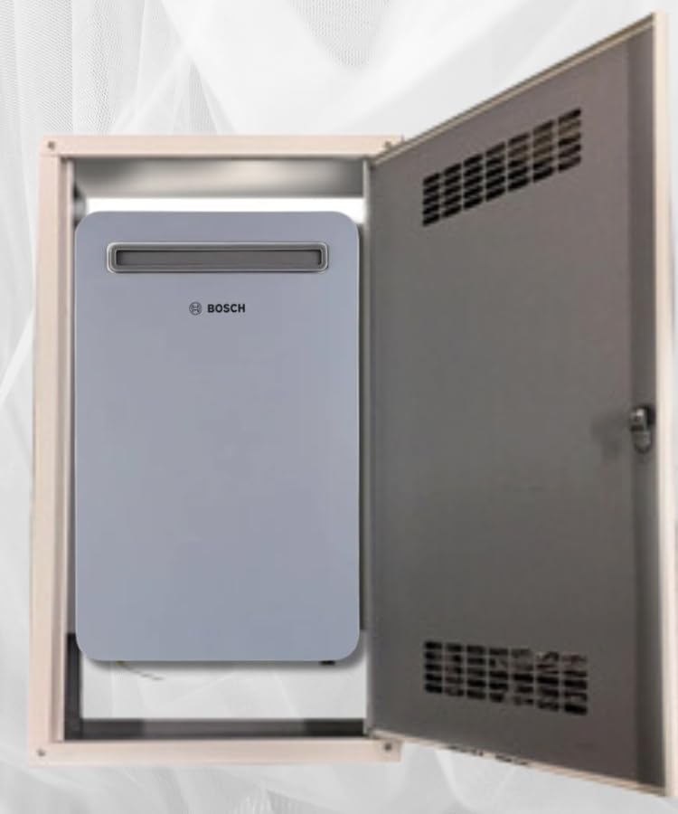Copriscaldabagno per Bosch 5600 Outdoor da esterno bianco misure cm. 85x44x22 - le misure indicate sono riferite all'esterno del Copriscaldabagno