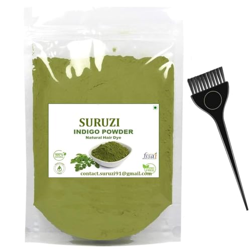 SURUZI Indigo Powder Organic for Hair Black Colour (200 Grams) Natural Avuri Leaf Powder Neela Amari Neel Patti Neela Neelamari Neelayamari Indico. for face