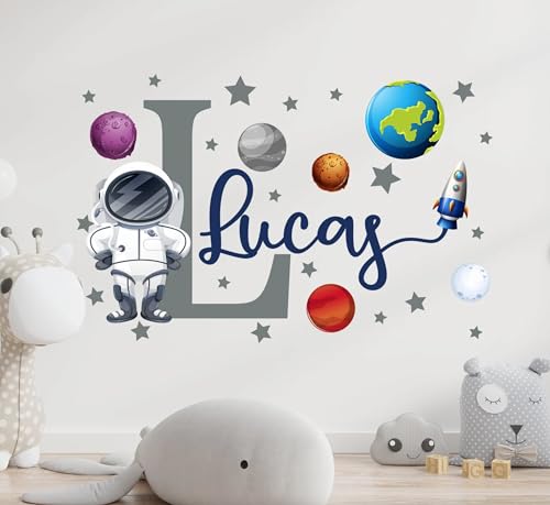 Vinilo decorativo personalizado de astronauta para pared miniatura 1