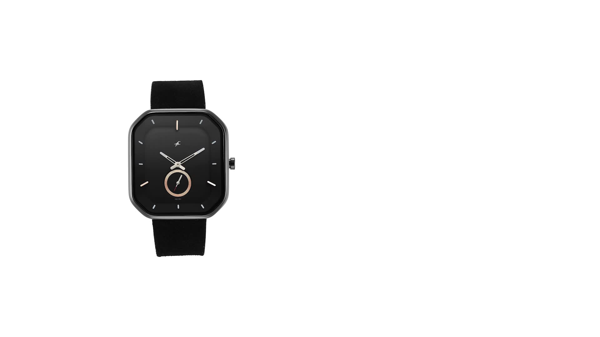 Fastrack After Dark Quartz Analog Black Dial Black Leather Strap