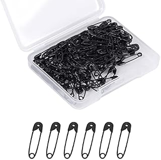 KINBOM 120 Pcs 19mm Safety Pins, Mini Safety Pins Metal Safety Pins for Art Craft Sewing Jewelry Making (Black)
