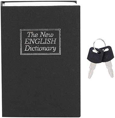 Stainless Steel Safe Box Mini Simulation Book Safe Storage Box Money Cash Jewelry Security Lock Case with Keys (5.9x5.1x4.7in )