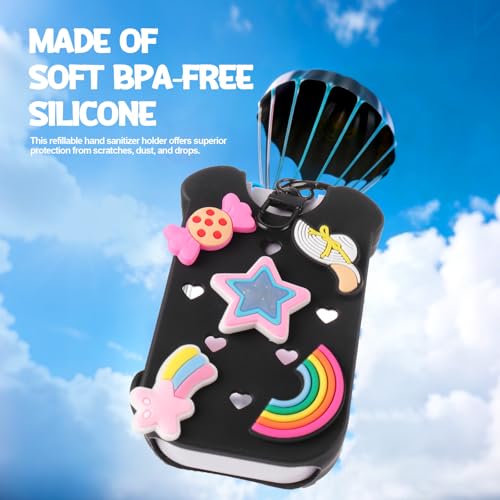 Image of Mity rain Hand Sanitizer Spray Case Compatible With Touchland, Cute Silicone Hand Sanitizer Holder Keychain with 4 Charms, Portable Refillable Sanitizer Accessory, Gift for Women And Teens