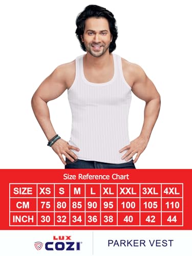 Image of Lux Cozi Men's White Premium Cotton Round Neck Ribbed Vest | Pack of 3 |