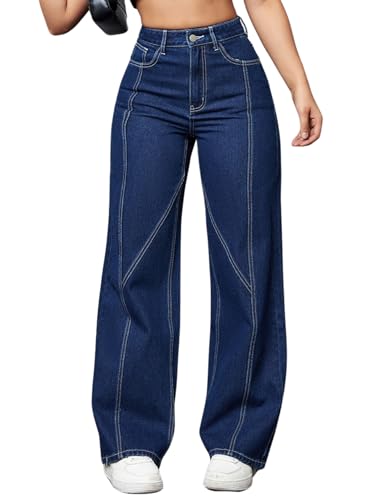 Image of Leriya Fashion Women's Wide Leg Fit High Rise Baggy | Wide Leg Jeans High Waist | Bell Bottom | Cargo Jeans