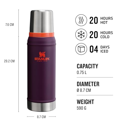 Stanley 1913 Classic Legendary Thermal Flask 0.75L - Keeps Hot Or Cold for 20 Hours - BPA-Free Insulated Bottle - Stainless Steel Coffee Flask - Leakproof - Dishwasher Safe - Plum