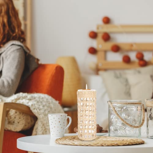 Aromatherapy Candle Holder Rattan Candle Cup Glass Candlestick: Natural Candle Holder Wicker Woven Candle Cup Holders Rustic Countryside Tea Light Holder L Glass Votive Candle Cup #TOP3