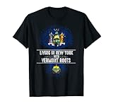 ¿Se mudó y vivió en Nueva York con raíces nacidas en Vermont? Divertido diseño de ascendencia si está orgulloso de tu VT nativo levantó raíces y ahora siguió el mapa de viaje turístico para mover otro estado y tener orgullo local de Nueva York. Herencia familiar y arte de pareja a juego.