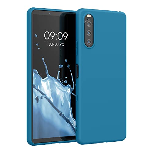 kwmobile Housse Compatible avec Sony Xperia 10 III Coque - Housse de téléphone Protection Souple en Silicone - Bleu Vif