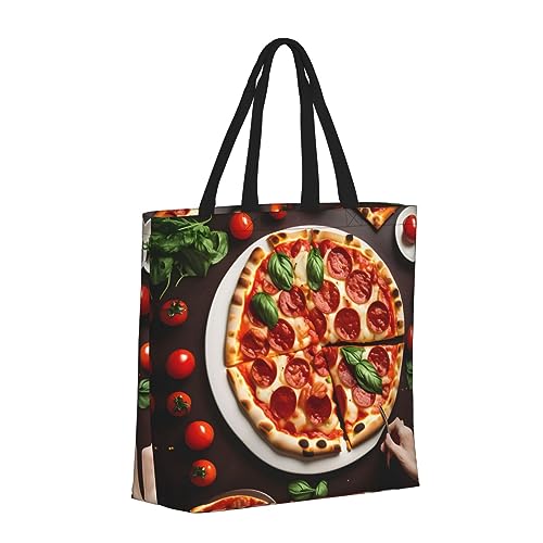 Pizza Food Print Tote Bag Large Women Casual Shoulder Bag Handbag For Outdoors Holiday Weekender Travel Gifts2
