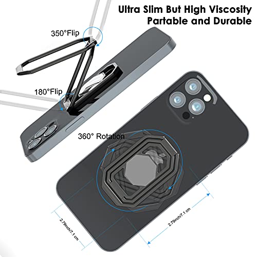 Phone Ring Holder Finger Kickstand, Upgraded 360° Rotation Metal Phone Grip For Magnetic Car Mount Foldable Cell Phone Stand Compatible With Most Smartphones #TOP2