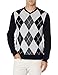 Amazon Essentials Men's V-Neck Pullover Sweater (Available in Big & Tall), Black Argyle, X-Large
