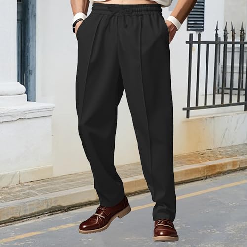 Men's Drawstring Sweatpants Lightweight Open Bottom Wide Leg Trousers Casual Yoga Work Pants with Pocket3