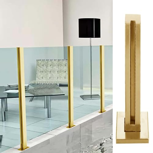Poste de barandilla de vidrio comercial con acabado dorado de alta gama