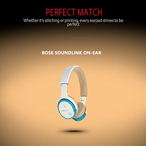 Image of Krone Kalpasmos Bose OE2 Replacement Ear Pads - Soft Leather & Memory Foam, Fits Bose Over-Ear 2 (OE2, OE2i) - Blue Scrim, Khaki