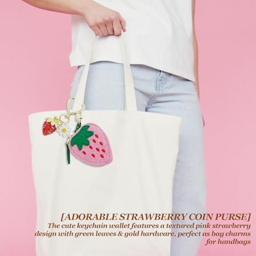 Strawberry fruit charm coin purse and cute strawberry keychain 2pcs, cute keychain, mini pouch, purse gift for girls3
