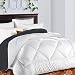 TEKAMON All Season Reversible Queen Comforter Summer Cooling Soft Quilted Down Alternative Duvet Insert with Corner Tabs, Luxury Fluffy Hotel Collection, White/Gray, 88 x 88 inches