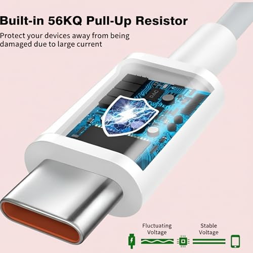 Image of 33W Quick Charge USB A to Type C Cable, Premium TPE USB C Charging & Data Sync Cable, Reinforced Connectors, 1 Meter, Compatible with USB Type-C Smartphones, Tablets, Laptops, White