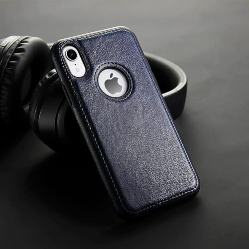 Image of iPhone XR Premium Pu Leather Back Cover Case Drop Camera Protection for iPhone XR Blue