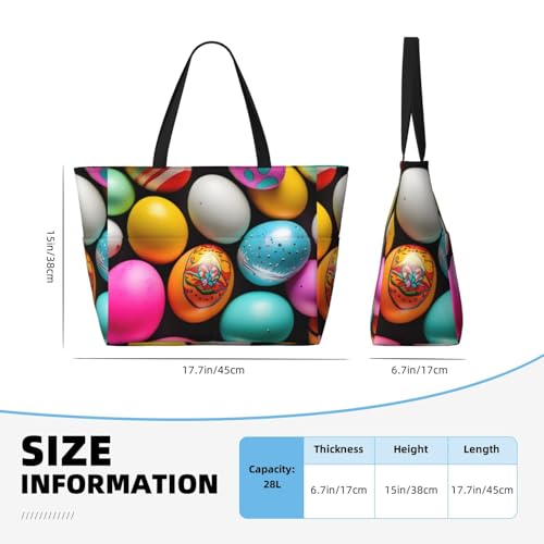 Easter Eggs Print Foldable Lightweight Family Beach Bag for Men Women Beach Tote Bag Portable Gym Bag4