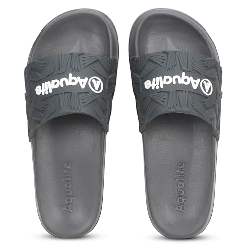 Image of Aqualite NEO-266 Men Slide Slippers with Comfotable Sole Slip-On Flat Flip Flops, Sliders, Chappal & Comfort Insole Slipper for Men