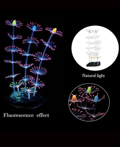 ZtohPyo-4-Pieces-Aquarium-Fish-Tank-Decorations-with-Glowing-Effect-Silicone-Glow-Artificial-Ornament-Coral-Reef-Plants-for-Aquarium-Decoration-Small-and-Large-Fish-Bowl-Decor-Accessories