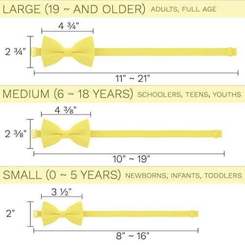 Bow Tie House Men's Classic Pre-Tied Bow Tie Formal Solid Tuxedo (Large, Lemon)