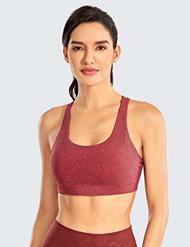 Crz Yoga Women's Strappy Sports Bras Fitness Workout Padded Yoga Bra Criss Cross Back Impression Red X-Small #TOP1