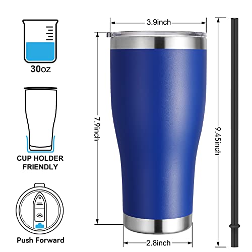Domicare 30 Oz Tumbler With Lid And Straw, Stainless Steel Tumblers Bulk, Insulated Vacuum Double Wall Coffee Travel Mug, Powder Coated Tumbler, Dark Blue 8 Pack #TOP1