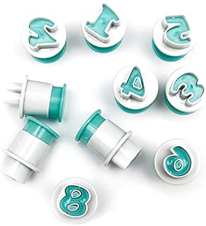Mesmeriser Alphabet Cookie Cutter Pack of 10 Alphabet Cutter Numbers 0-9  Fondant Letter Cutters and Icing Letter Cutters for Birthday Wedding Party Cake Decoration