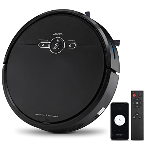 TUKAILAi Robot Vacuum Cleaner, Wi-Fi+APP Control, 2500Pa Suction, 120Min Running Time, Quiet Action Smart Self-Charging Home Hoover, 400ml Dust Box & 180ml Water Tank for Pet Hair Hardwood Floor D301