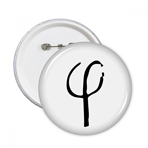 Badge grec Phi bouton noir pour veste et sac à dos d'étudiant lot de 5