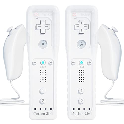TechKen Zestaw 2 szt. Wii Remote Plus z Motion Plus i Nunchuck - pilot zdalnego sterowania kontroler zamiennik do Wii/WiiU